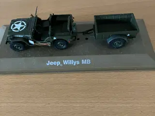 Jeep Willys MB m/trailer modelbil i fin stand. 