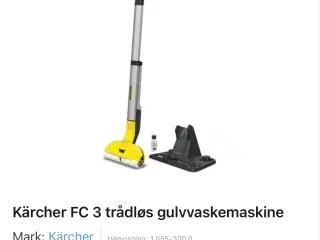 Karcher FC 3 gulvvaskemaskine med batteri 