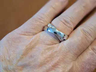 Sølvfarvet dobbelt ring.