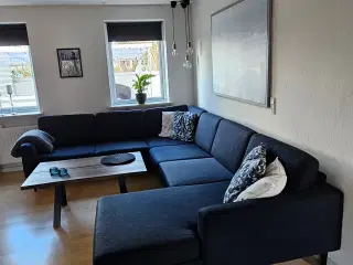 Blå stof sofa 