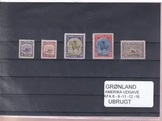 Grønland - Amerika Udgave -  AFA  8 - 9-11 - 12 - 16 - Ubrugt