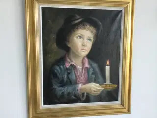 Olie maleri af grædende dreng