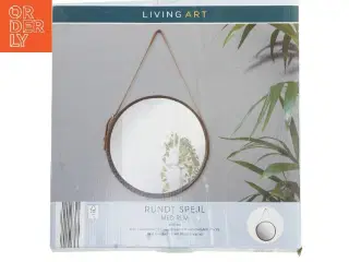 Rundt spejl med rem fra Living Art (str. Ø 40 cm)