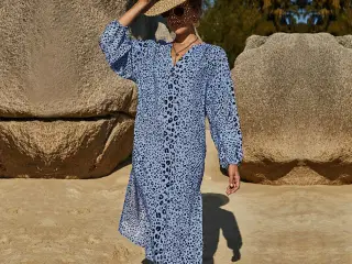 kjole.ærmer/let og luftig Print: Blå leopard.M/L