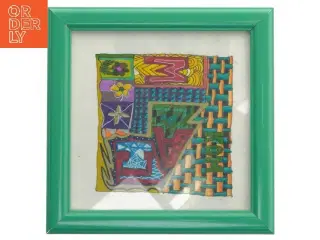 Dekorativt billede med grøn ramme (str. 18x18 cm)