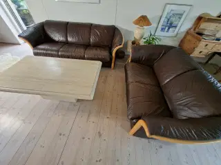 Sofasæt 3 + 2  Brun læder