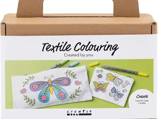 Mini DIY Kit Tekstilfarvelægning, Sommerfugl, pastelfarver, 1 pk.