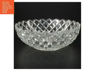 Glas skål med diamantmønster (str. Ø 22 cm)