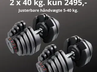 Justerbare håndvægte 2 x 40 kg. Helt nye