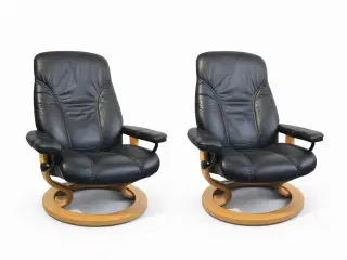 2 stk ægte Stressless lænestole med skammel – Ekor