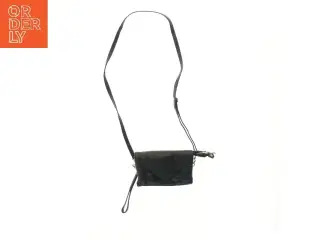 Sort læder skuldertaske (str. 12x4x19 cm)