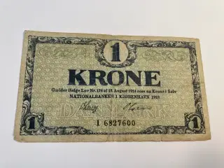 1 Krone Danmark 1918 - Blyant på bagside