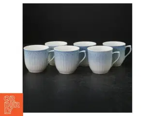 Seks blå-hvide porcelænskrus fra B&G (str. 7 cm. 6 stykker)
