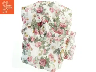 Dug, rund med flæser. Blomsterprint