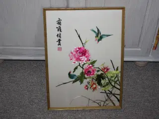 Kinesisk / Japansk silkebroderi  48,5 cm x 35,5 cm