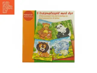 Træpuslespil med dyremotiver (str. 17,5 x 17,5 cm)