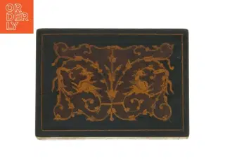 Antik Intarsia trææske (str. 11x8x3,5 cm)