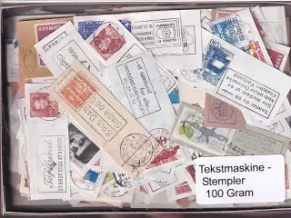 Danmark Tekstmaskinestempelafklip 100 gram.