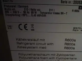 Kummefryser 210 l