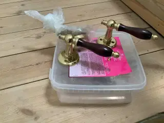 Dørhåndtag messing og træ 8 stk