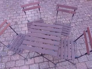  Foldbare / Sammenklappelige Cafésæt Bord  4 stole
