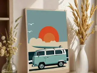 * Lærredsmaleri/tryk; Surf trip