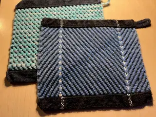 2 håndlavede grydelapper med patina