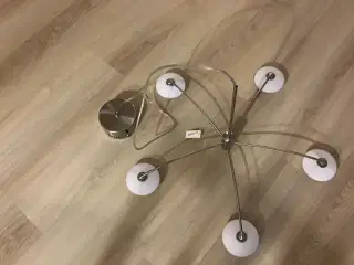 Loftlampe 5 arm touch justerbar styrke stål/glasNy