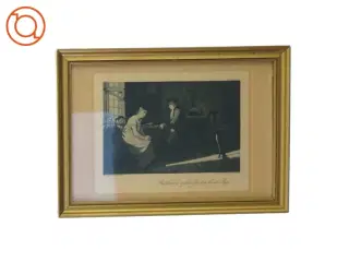 Gammel gylden træramme med billede “Beethoven spiller for den blinde pige” Carl Stenders Forlag (27 x 20 cm)