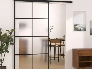 Skydedør med hardwaresæt 102,5x205 cm sikkerhedsglas aluminium