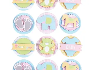 3D Baby Stickers - Runde Motiver, 35 mm, 1 Ark