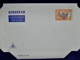 Aerogram, påtrykt 90 øres frimærke med H.C.Anderse