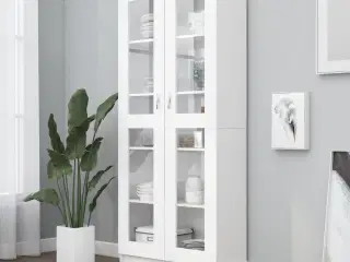 Vitrineskab 82,5x30,5x185 cm konstrueret træ hvid