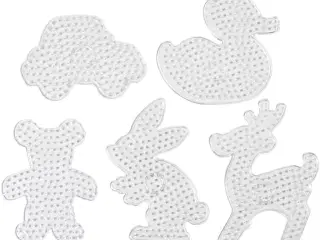 Perleplade, bamse, bil, dådyr, and og kanin, str. 16x19,5-19x24 cm, JUMBO, klar, 5stk./ 1 pk.