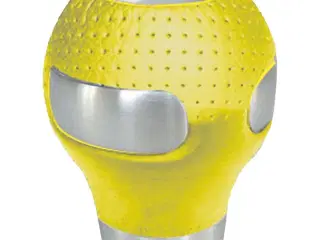 Gearknop rund alu./gul læder