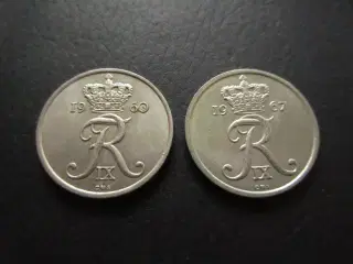 25 øre 1960 + 1967 møntskær