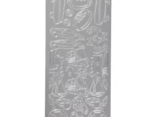 Sølv Sport Stickers - 10x23 cm, Selvklæbende Ark