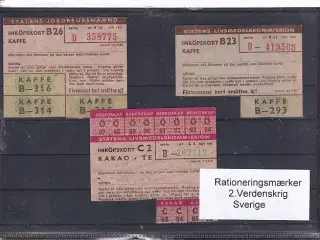 Rationeringsmærker - 2. Verdenskrig - Sverige