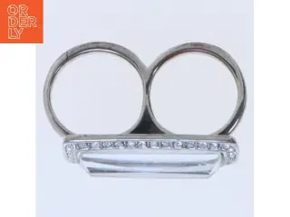 Dobbeltfinger-ring med krystaller (str. 58 og 59 mm)