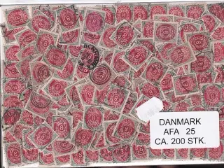 Danmark 200 stk Afa 25 Stemplet/ustemplet.