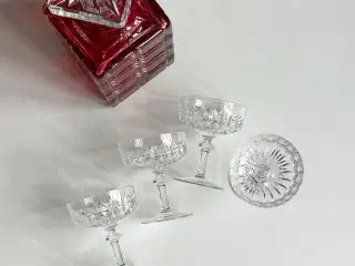 Likørskåle, krystalglas, 4 stk samlet