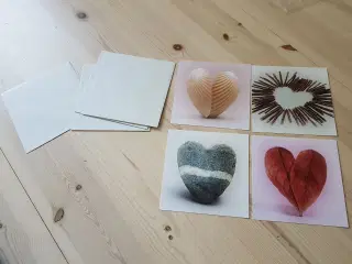 4 kort med hjerter