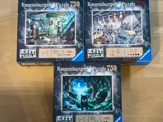 3 stk. Ravensburger EXIT PUZZEL