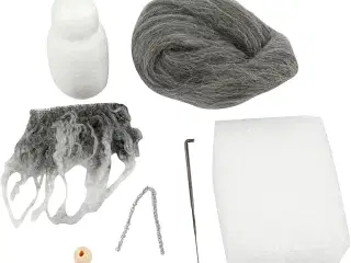 Mini DIY Kit, Næsenisse, H: 13 cm, grå melange, 1 pk.