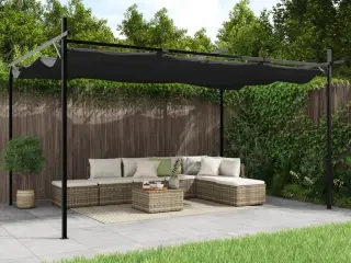 Pergola med sammenrulleligt tag 395x292x230 cm antracitgrå