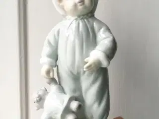 Porcelænsfigur med bamse, pastelfarver