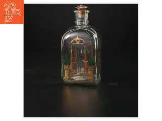 Dekorativ glassflaske med julemotiv fra Holmegaard (str. 7x9x20 cm)