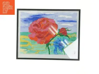 Indrammet blomstermaleri (str. 36x29 cm)