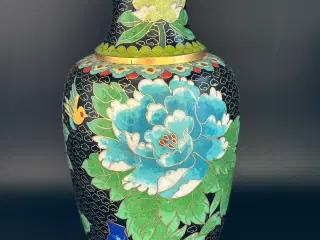 CLOISONNE vase H 21 cm sælges