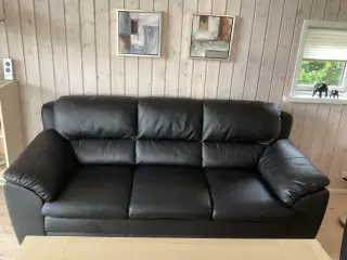 3 og 2 personers sofa i sort læder look